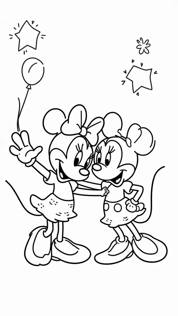 coloriage de Minnie et Mickey Mouse imprimable